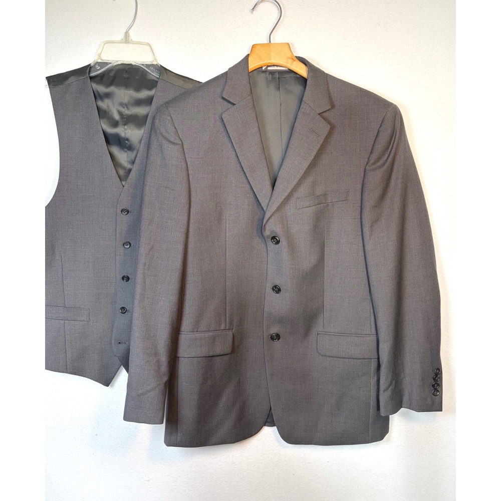 Jospeh Abboud Jacket and Vest Set Mens 38R Grey Excellent 3 Button Formal Suit